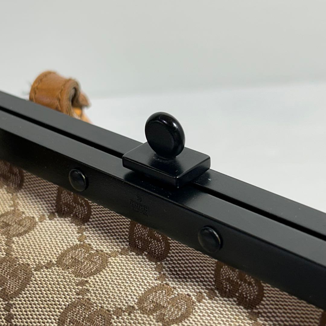 GUCCI グッチ GG柄 がま口 バンブー ボストンバッグ 大容量