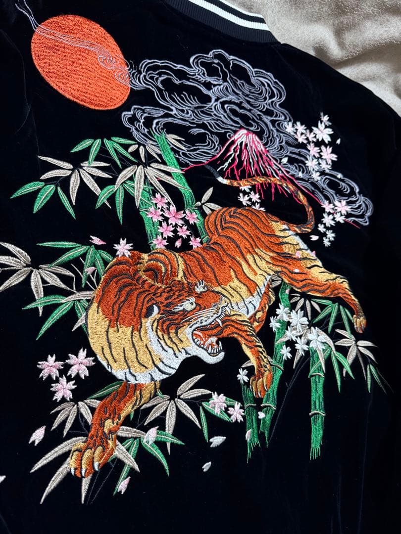 未使用 別珍 虎 ONI DENIM 刺繍 スカジャン 富士山 虎 限定 美品