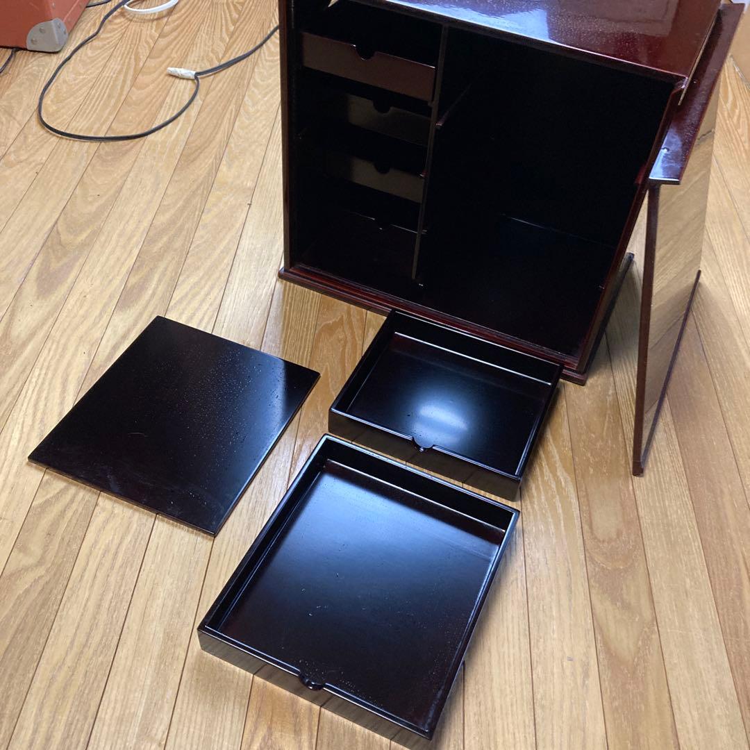 和食　料亭　おかもち　コレクション収納　漆器　蓋付　引き出し6つ　工芸品