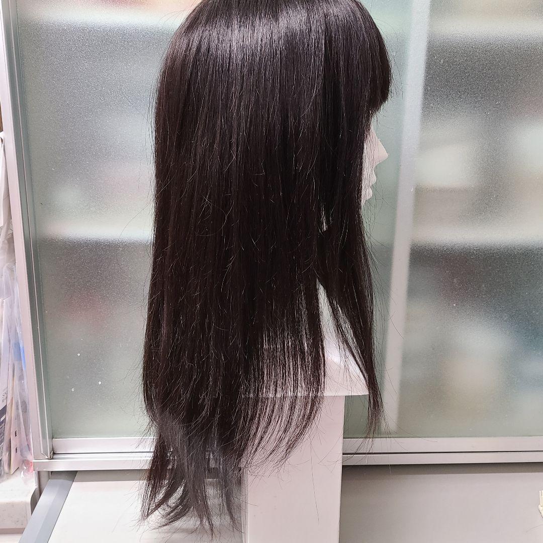 人毛100％　ロングウィッグ　ストレート　ナチュラルブラック