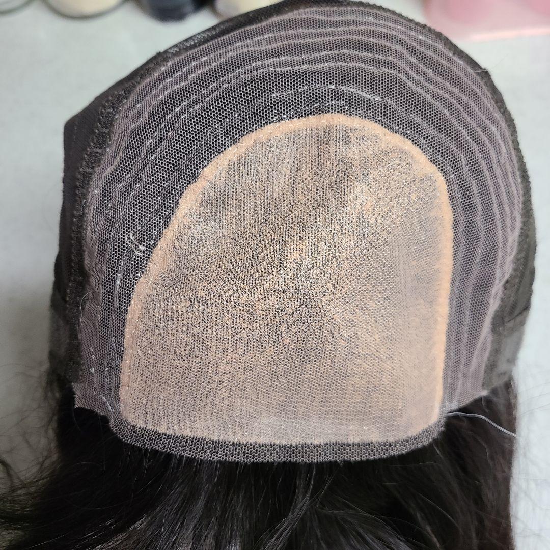 人毛100％　ロングウィッグ　ストレート　ナチュラルブラック