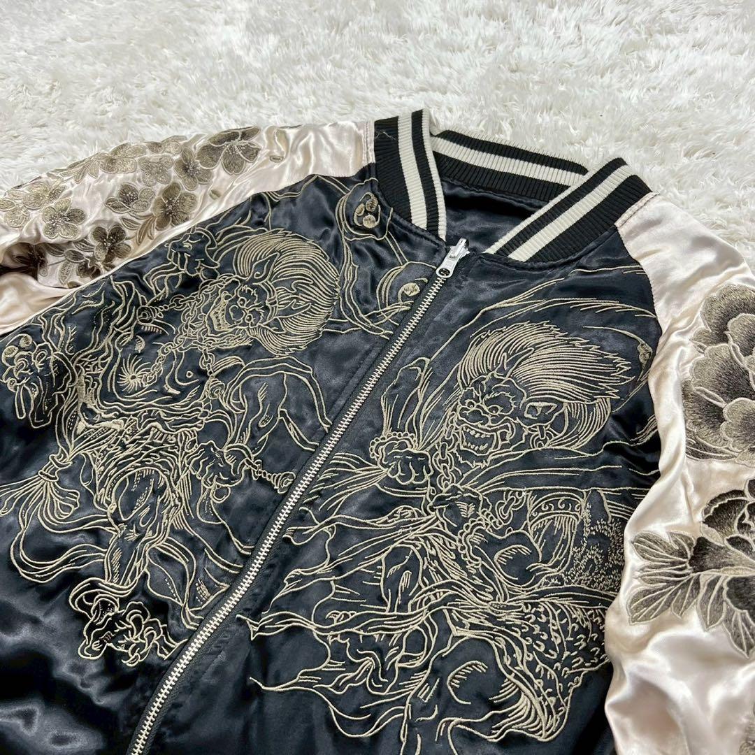 美品✨絡繰魂 粋 リバーシブルスカジャン 風神雷神 ジップアップ 和柄 XXL