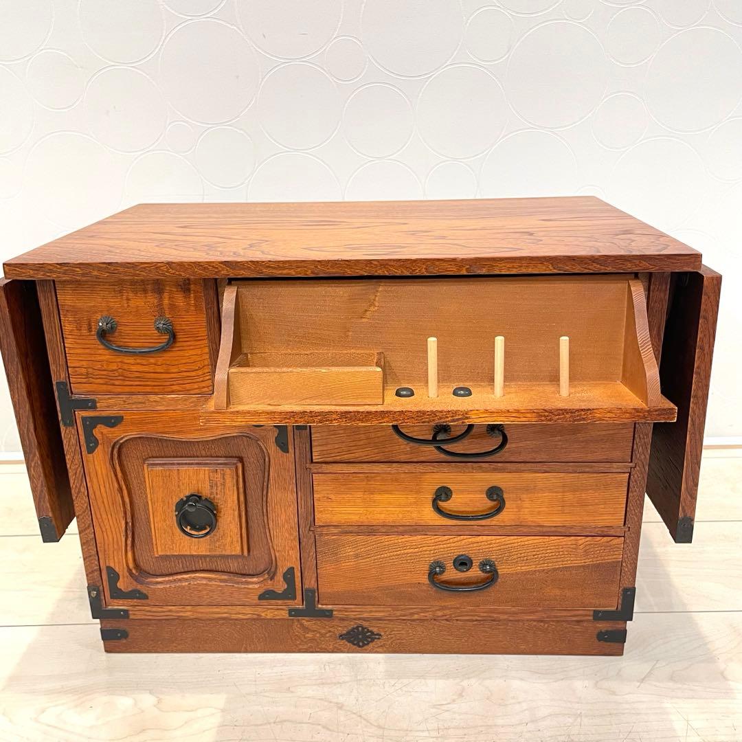 【美品】和裁机 ソーイングデスク 昭和レトロ 木製 裁縫机 折りたたみ テーブル