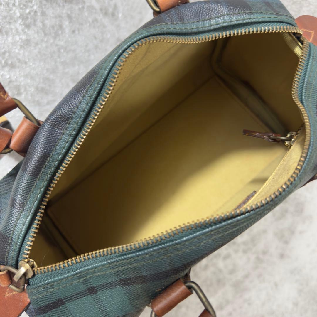 鉄*翔様 美品 ポロバイラルフローレン ミニボストンバッグ グリーンチェック ブ