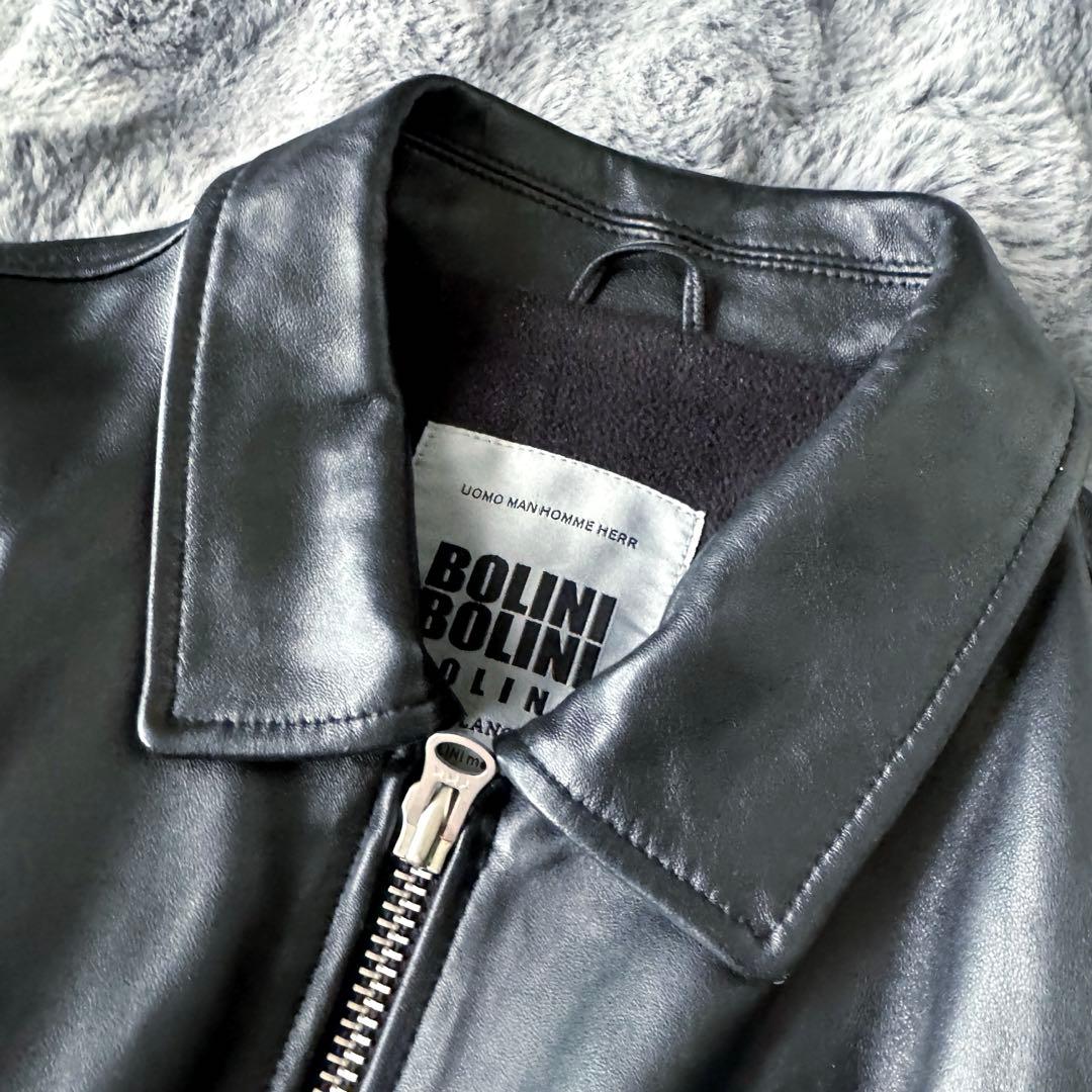 BOLINI シングルライダースジャケット サイズ50 ラムレザー トロトロ質感