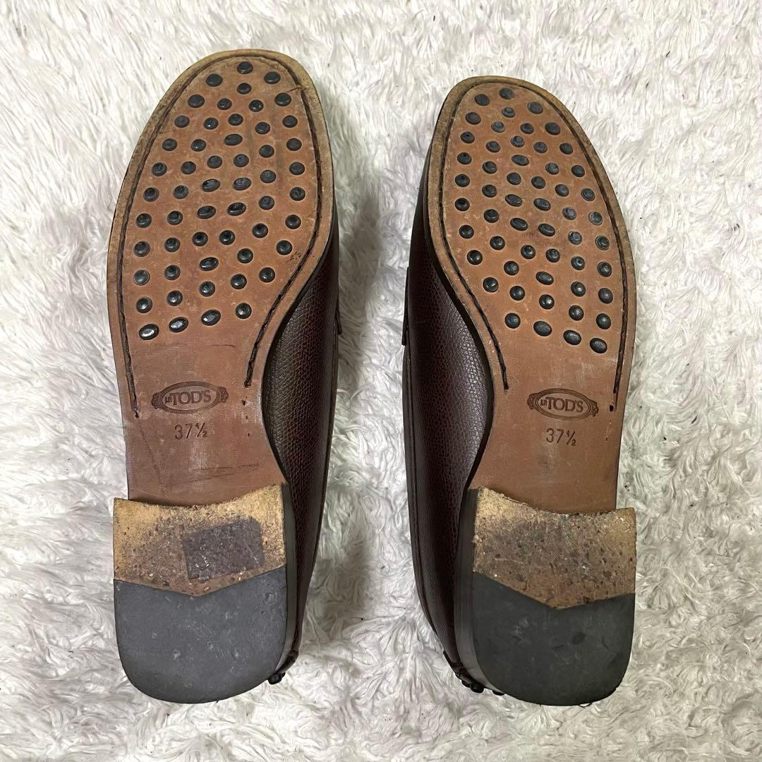 美品✨【TOD'S】トッズ　ドライビングシューズ　シボ革　ブラウン 24.5cm