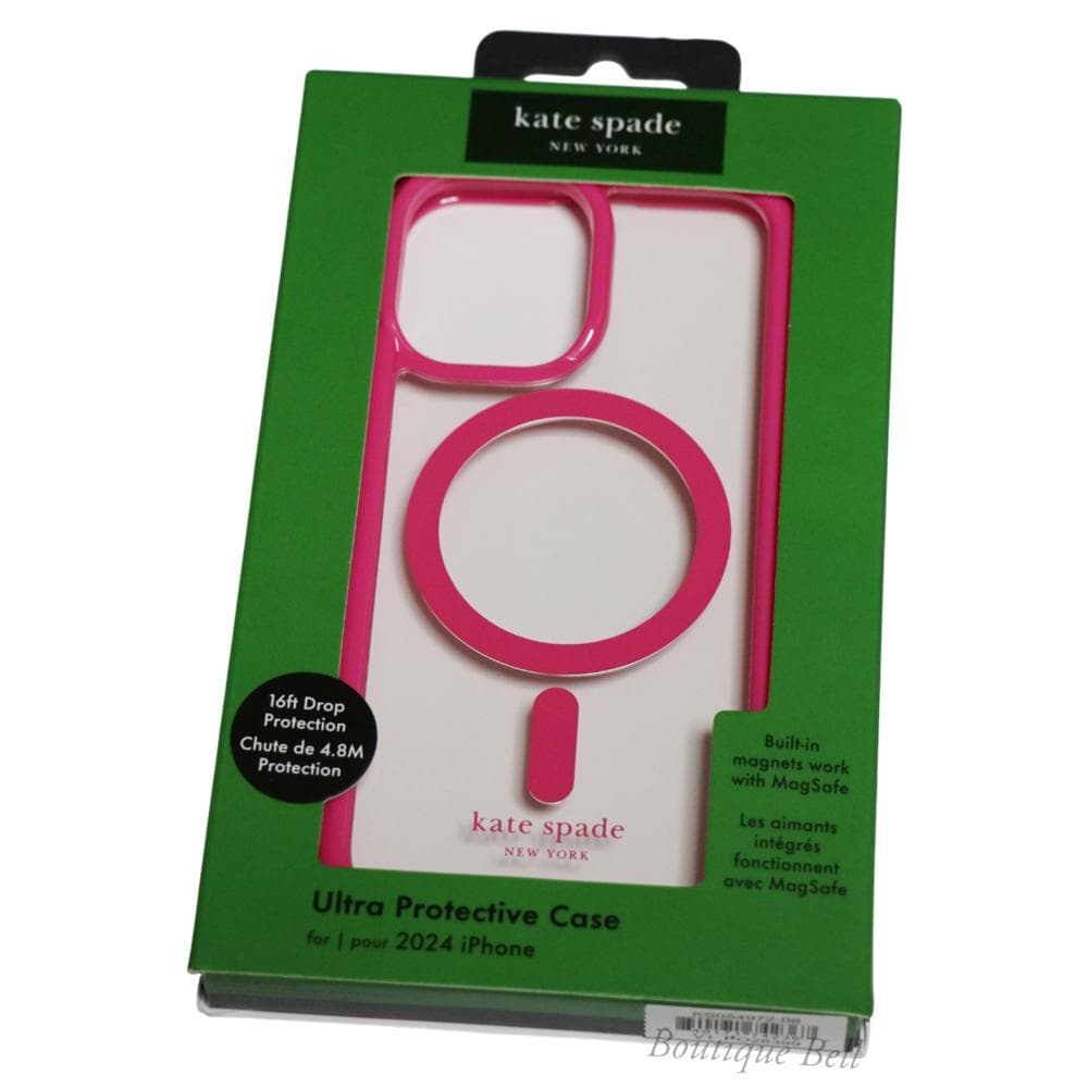 【ケイトスペード】Magsafe対応 iPhone16ケース ピンク/クリア