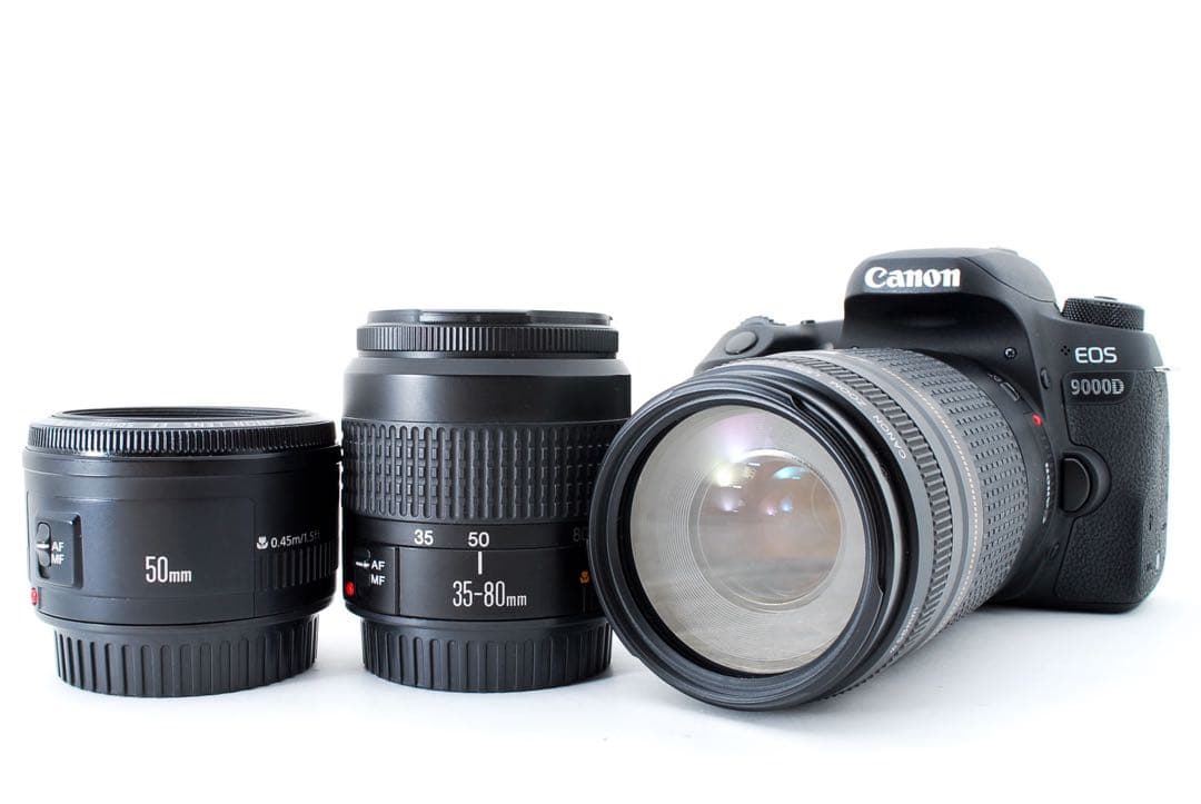 保証付き/Canon EOS 9000D標準&望遠&単焦点トリプルレンズセット