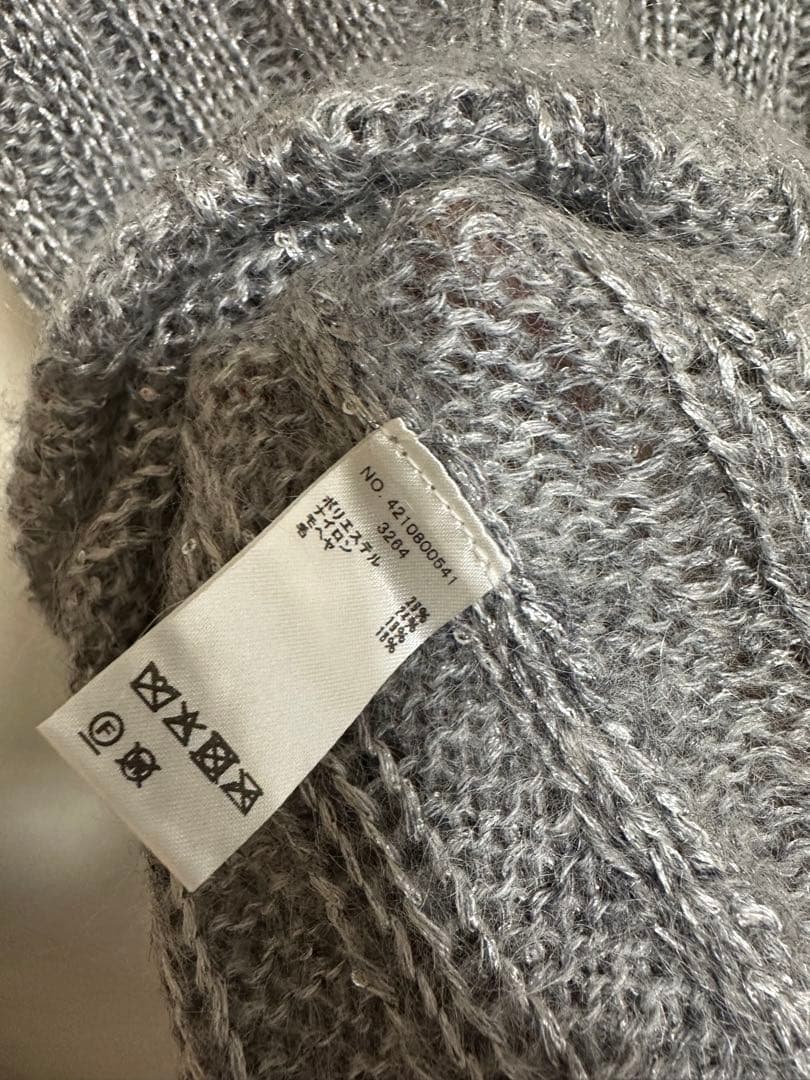 エブール ebure モヘアスパンコール クルーネックリブニットプルオーバー