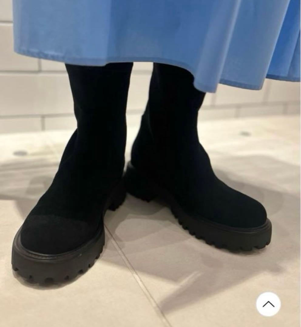 新品★ストレッチ ショートブーツ 黒 UNITED ARROWS ¥31900