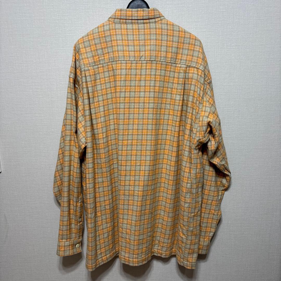 patagonia メンズ L 長袖ネルシャツ オレンジ系チェック　ポルトガル製