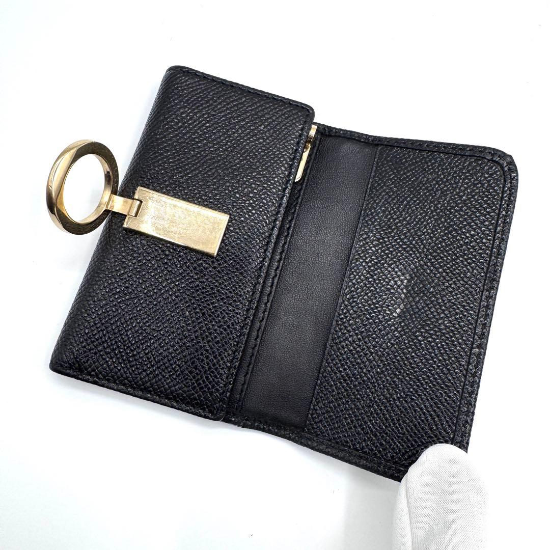 美品✨ブルガリ　6連　キーケース　ロゴクリップ　　レザー　ブラック