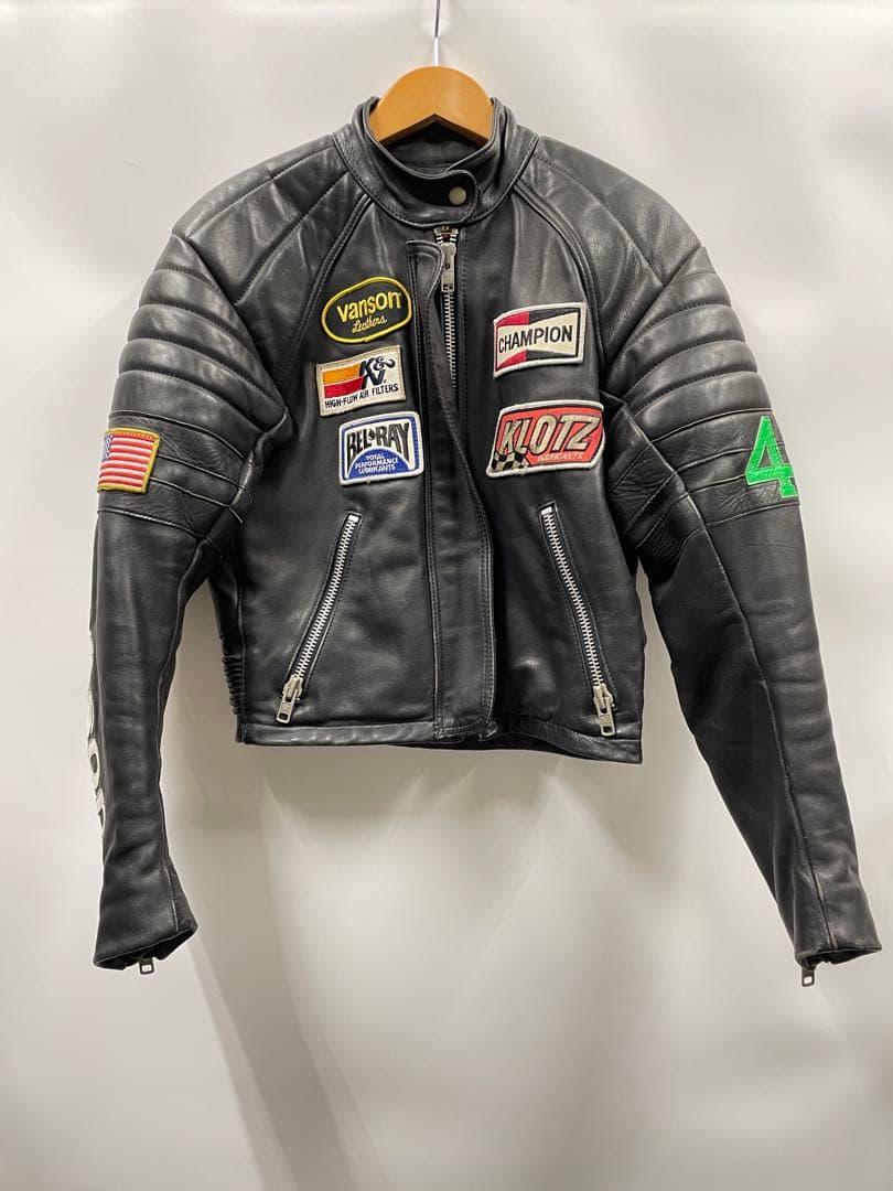 【U62】 訳あり VANSON バンソン レザージャケット 36 ワッペン