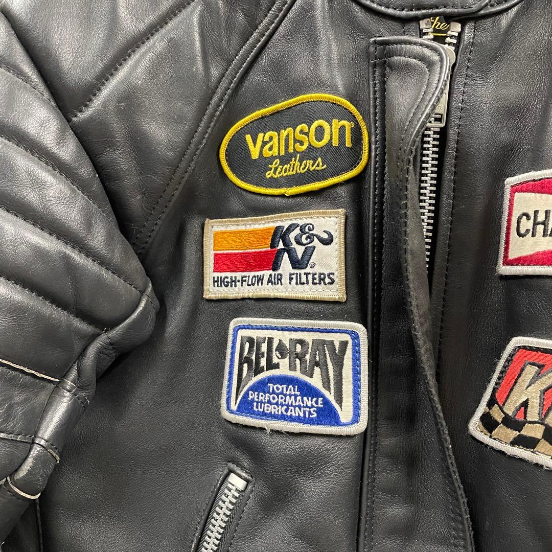 【U62】 訳あり VANSON バンソン レザージャケット 36 ワッペン