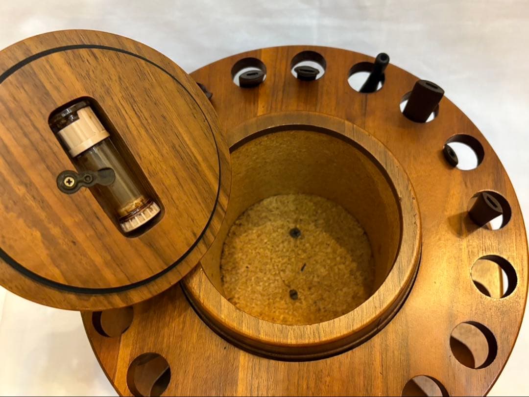 木製 回転式パイプスタンド　18本用　パイプ10本付き　アンティーク