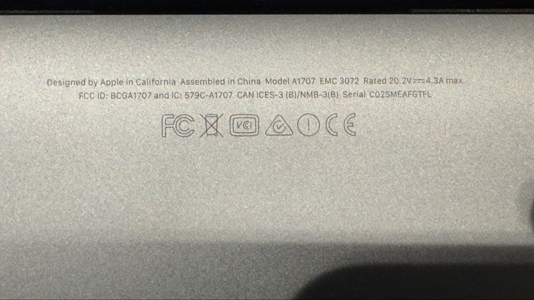 T*g様 A1706 15 inch 16GB/250GB MacBook Pr