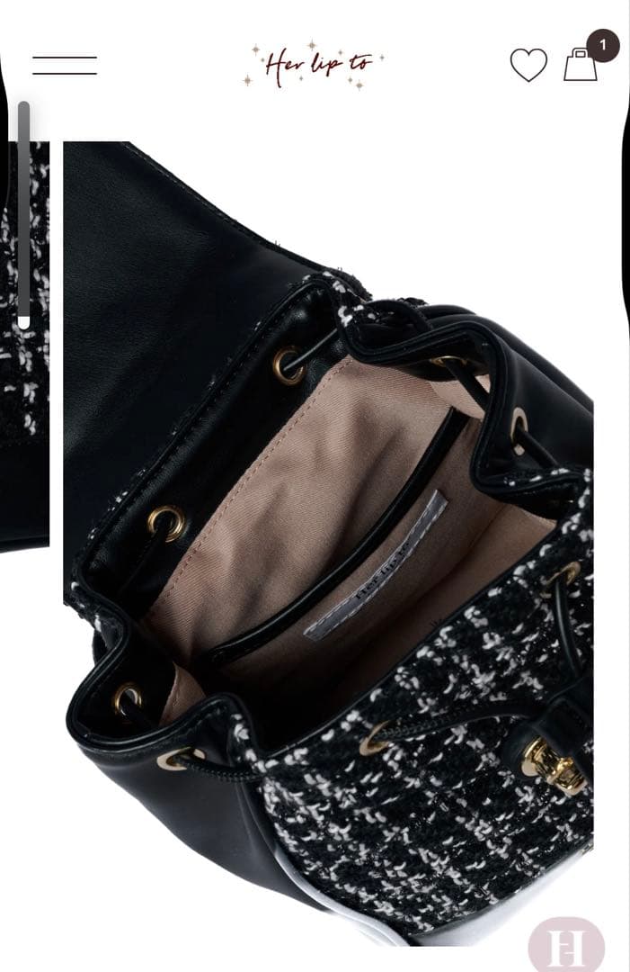 her lip to Tweed Mini Backpack Black 新品