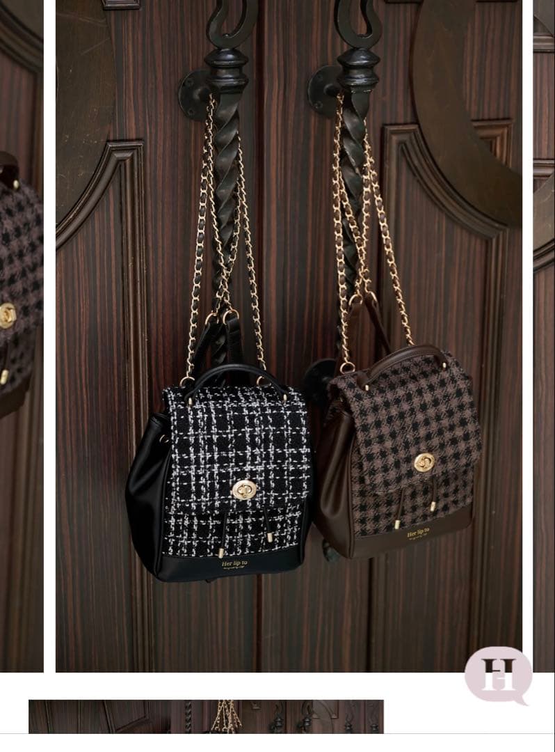 her lip to Tweed Mini Backpack Black 新品