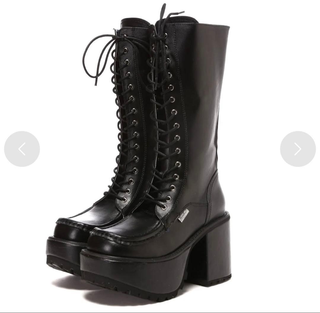 YOSUKE 厚底レースアップロングブーツ（BL）