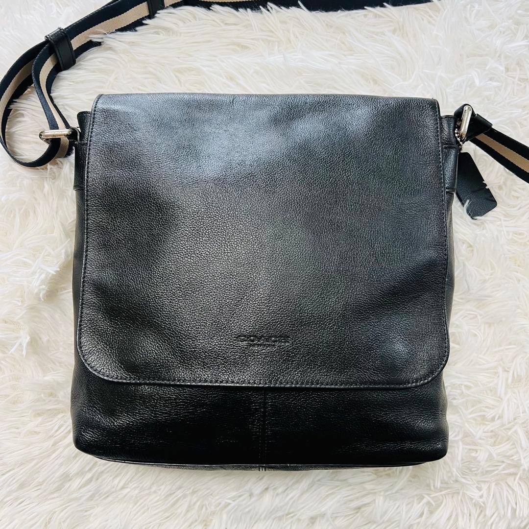 COACH チャールズ メッセンジャー ショルダーバッグ レザー　ブラック