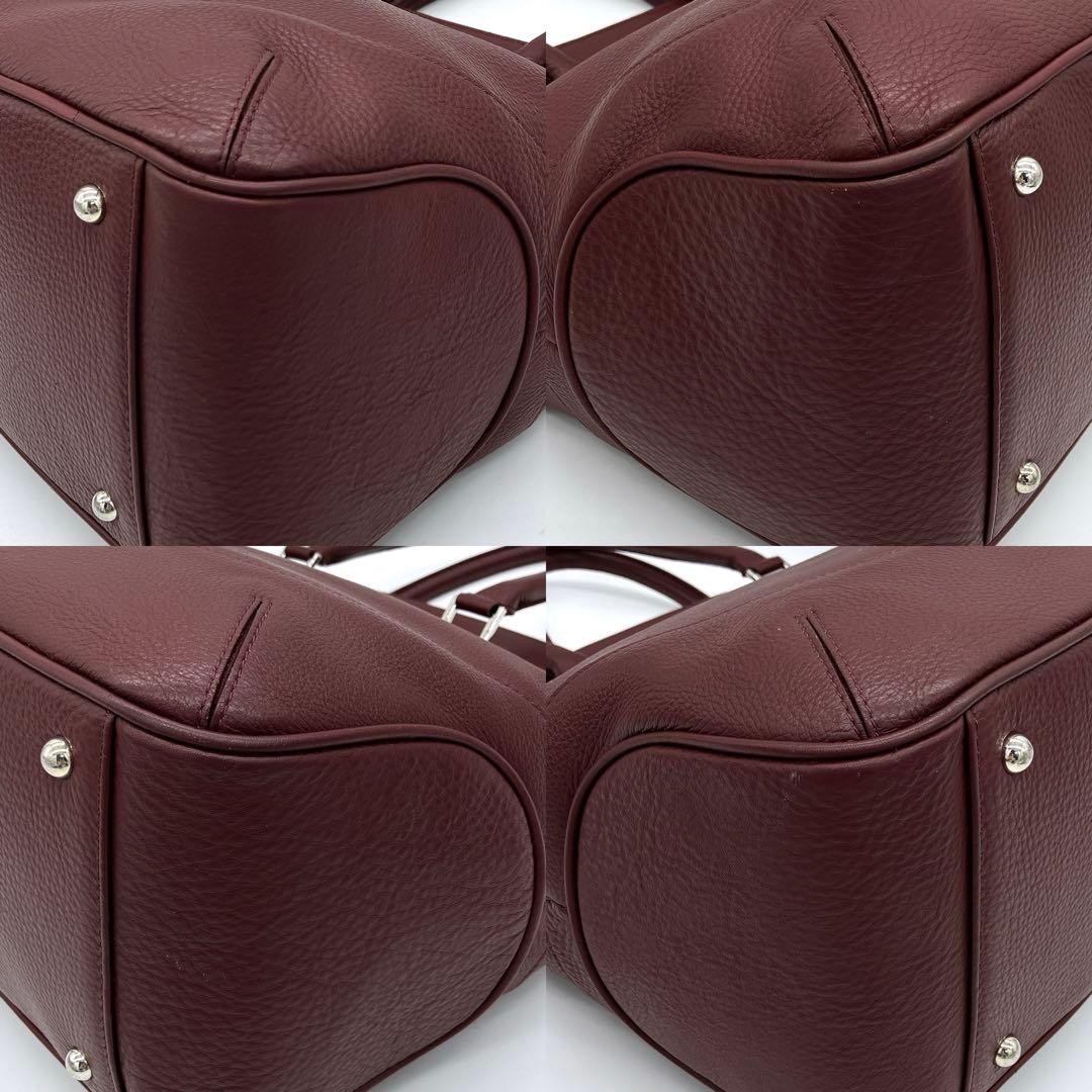 美品【PELLE MORBIDA】ボストンバッグ　シルバー金具　レザー　ボルドー