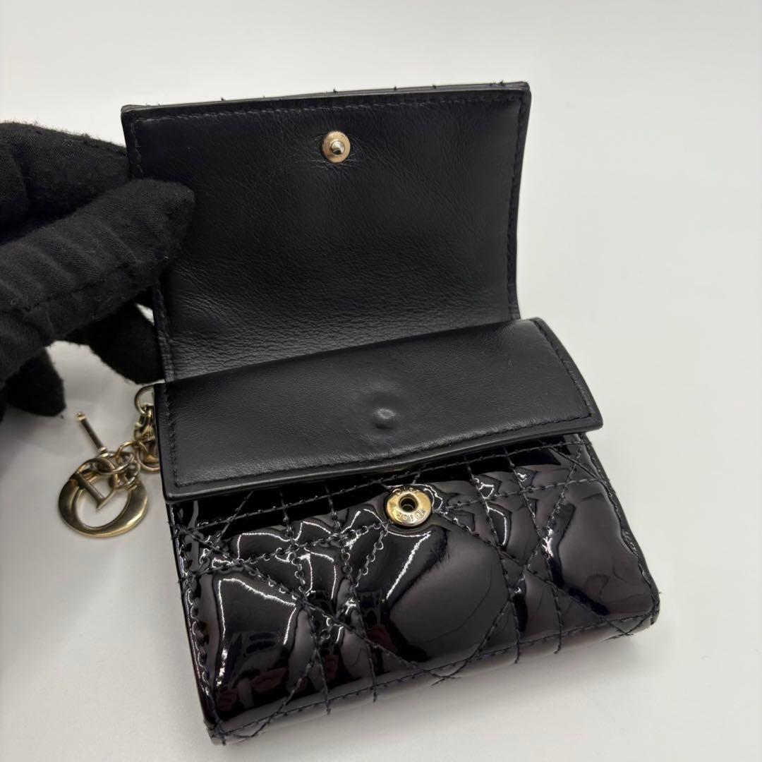 DIOR☆レディ ディオール☆エナメル☆ロータスウォレット☆カナージュ☆財