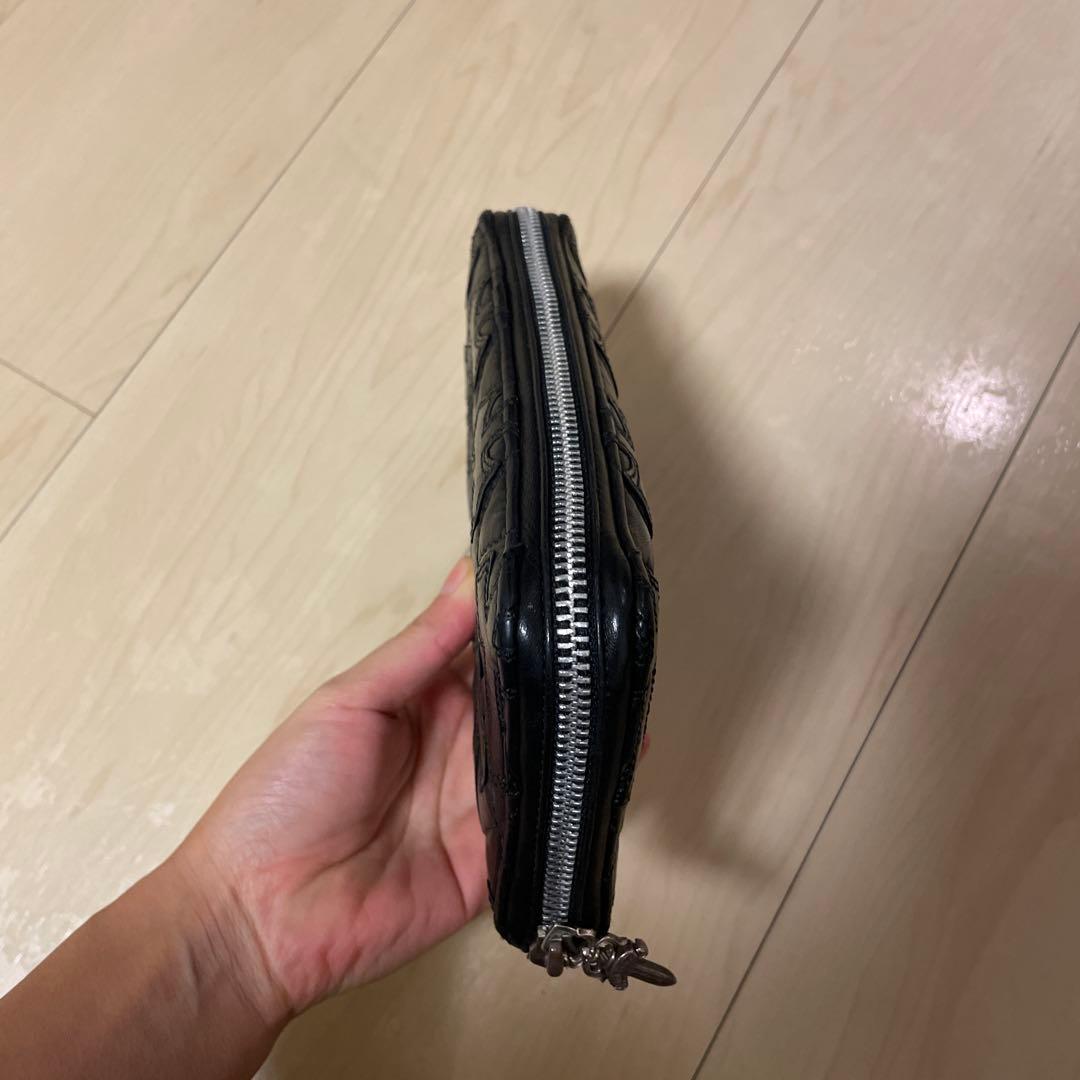 クロムハーツセメタリークロスキルティングレザーロングウォレット 財布 ブラック