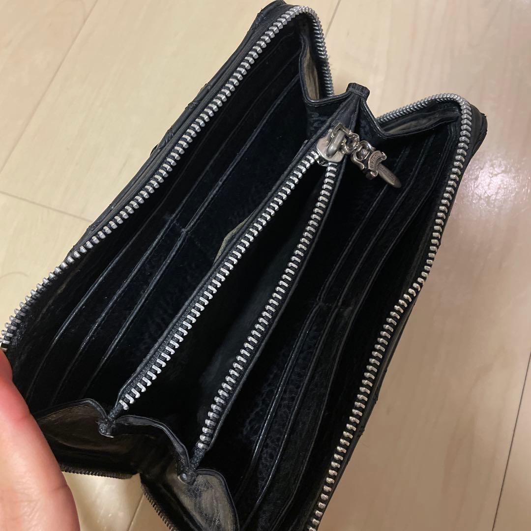 クロムハーツセメタリークロスキルティングレザーロングウォレット 財布 ブラック