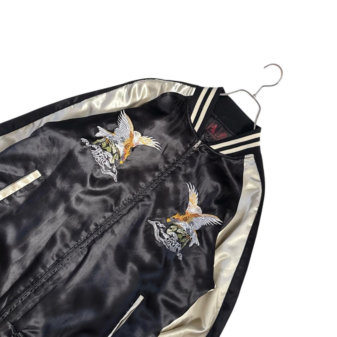 一心如鏡 サテンスカジャン 鷲 鷹 イーグル Japan 刺繍 大きいサイズ