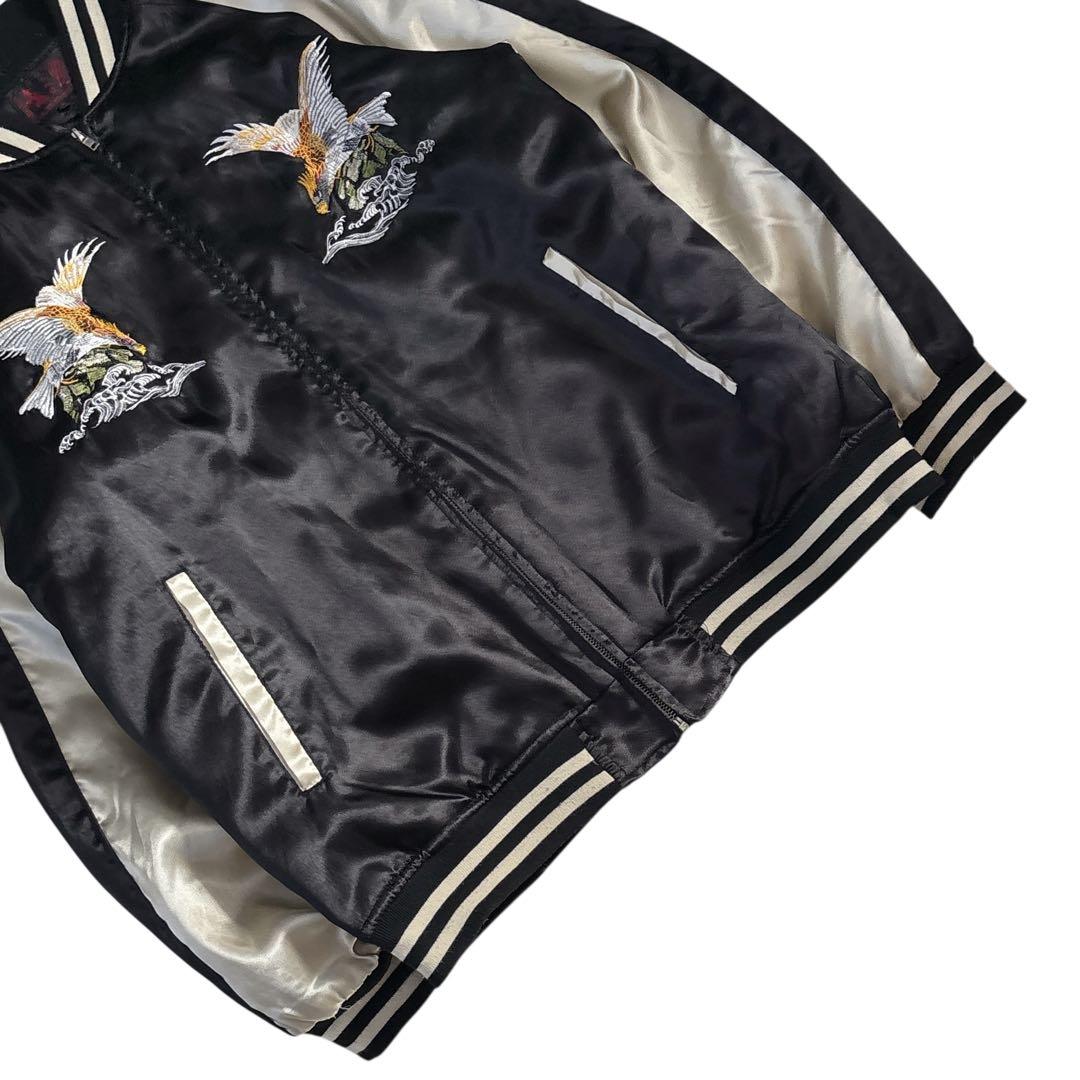 一心如鏡 サテンスカジャン 鷲 鷹 イーグル Japan 刺繍 大きいサイズ