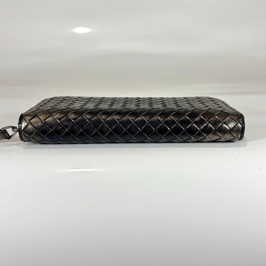 ボッテガヴェネタ 長財布 ラウンドファスナー イントレチャート メタリック