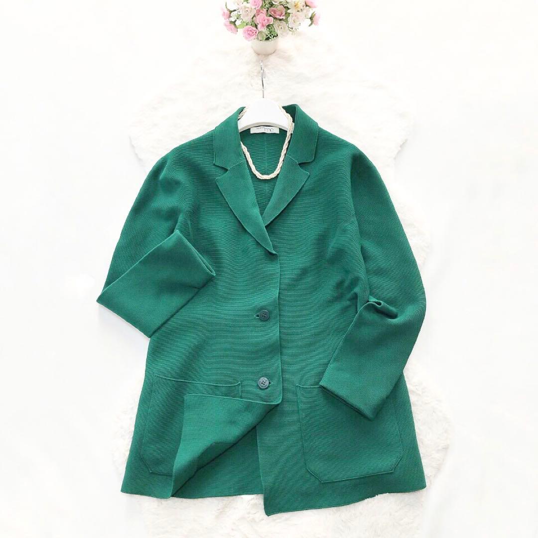 イッセイミヤケ*プリーツ　シャツ　ジャケット　襟　緑　グリーン　日本製