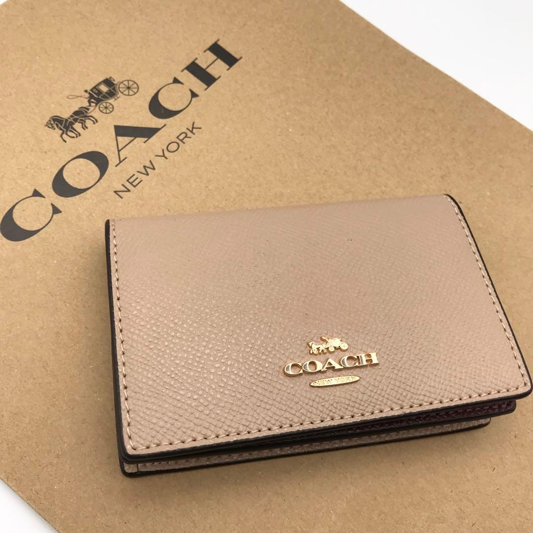 【COACH☆新品】☆ビジネス カード ケース☆名刺入れ☆レザー☆トープ☆☆