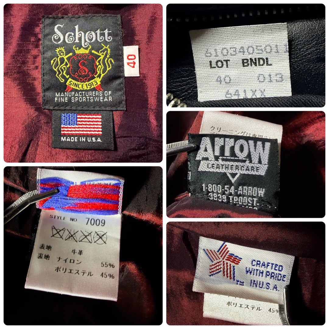 極美品■schott ライダースジャケット　シングル　641XX 7009　40
