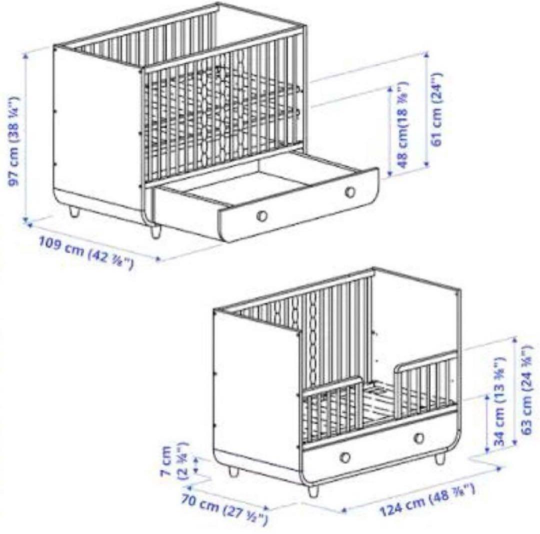 IKEA MYLLRA(ミルラ) ベビーベッド（マットレス付き）001
