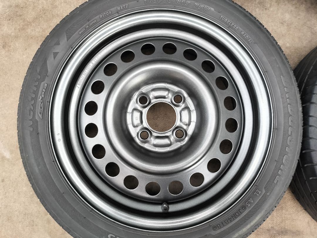 スチール 15×5.5J 4H/100 +40 165/55r15 ガンメタ塗装