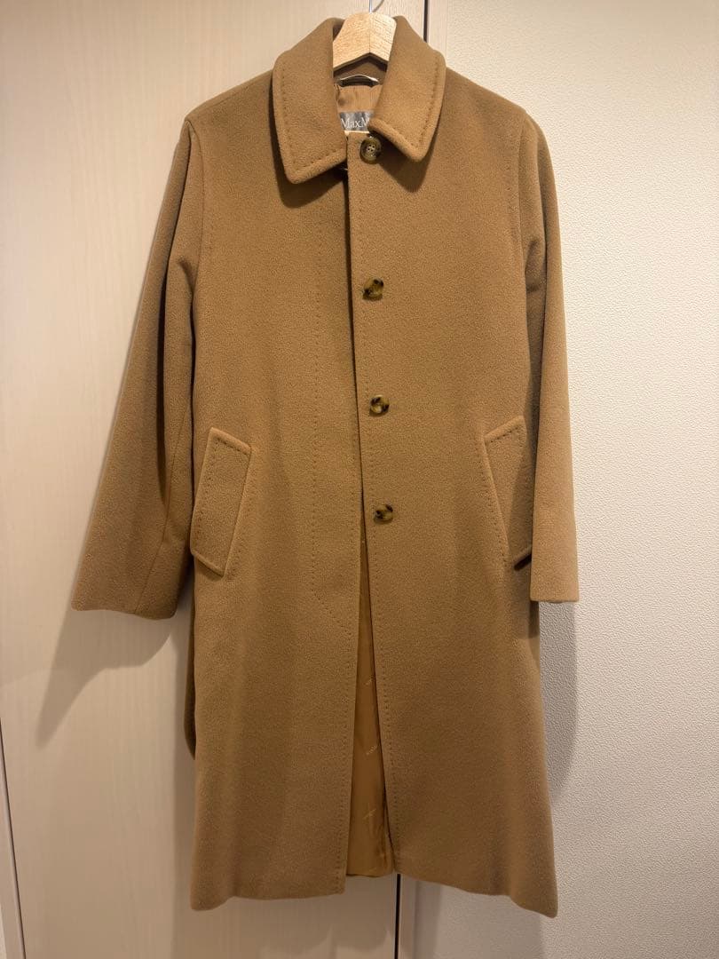 美品✨マックスマーラ 銀タグ 100%ウール チェスターコート 比翼 キャメル