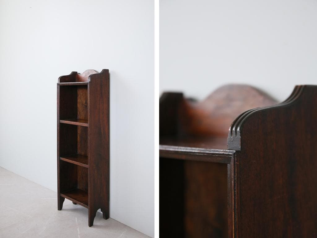 英国アンティーク木製ブックシェルフ/本棚/飾り棚/ラック/花台(91-62)