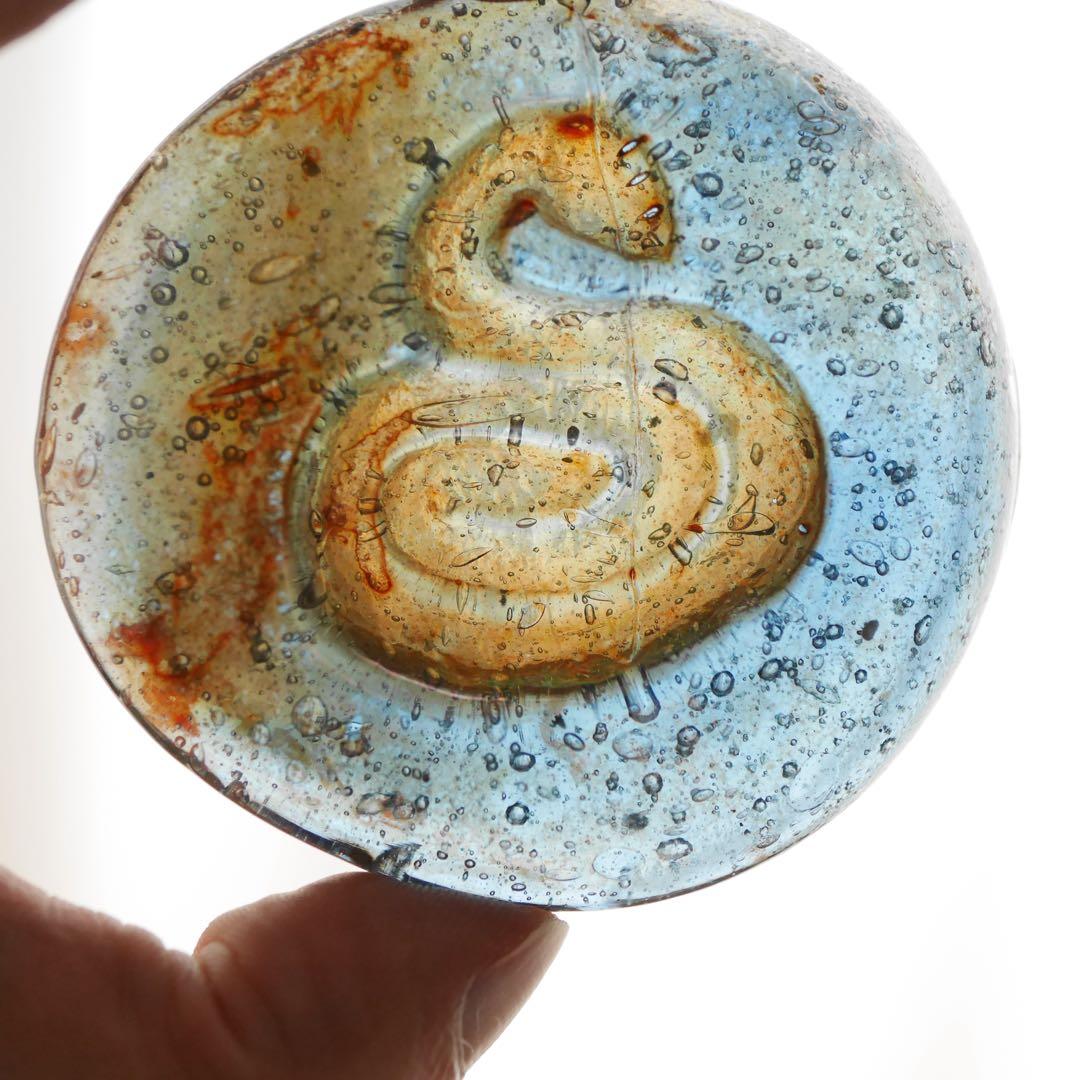 石けり 蛇 2枚セット ラスター 気泡 大正 昭和 レトロ 石蹴り /SN