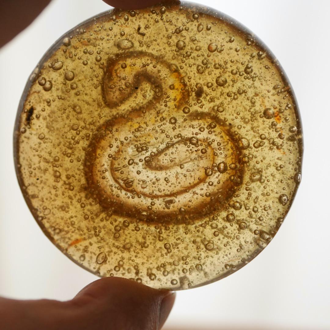 石けり 蛇 2枚セット ラスター 気泡 大正 昭和 レトロ 石蹴り /SN