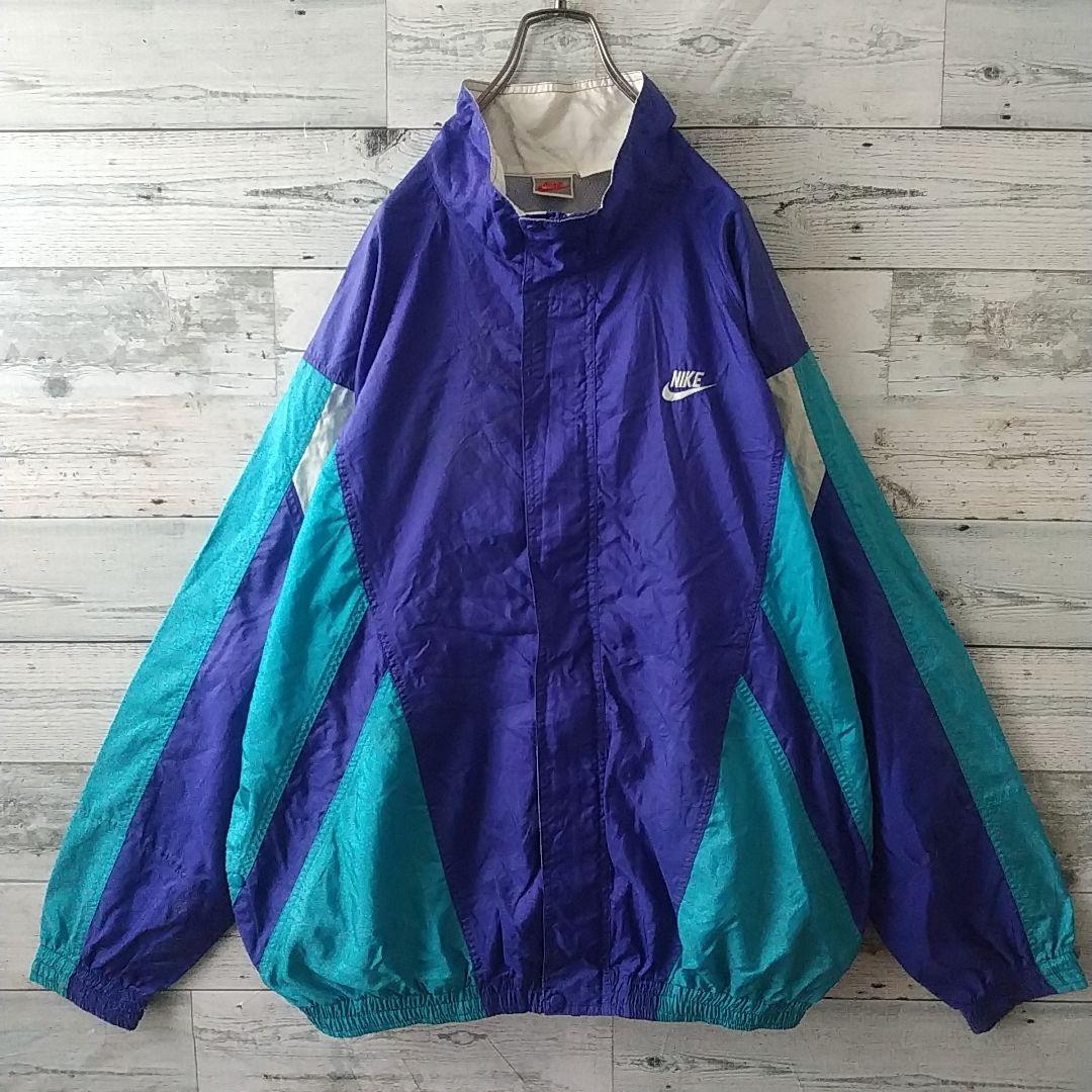 希少☆90s ナイキ 刺繍ロゴ ナイロンジャケット L～XL マルチカラー
