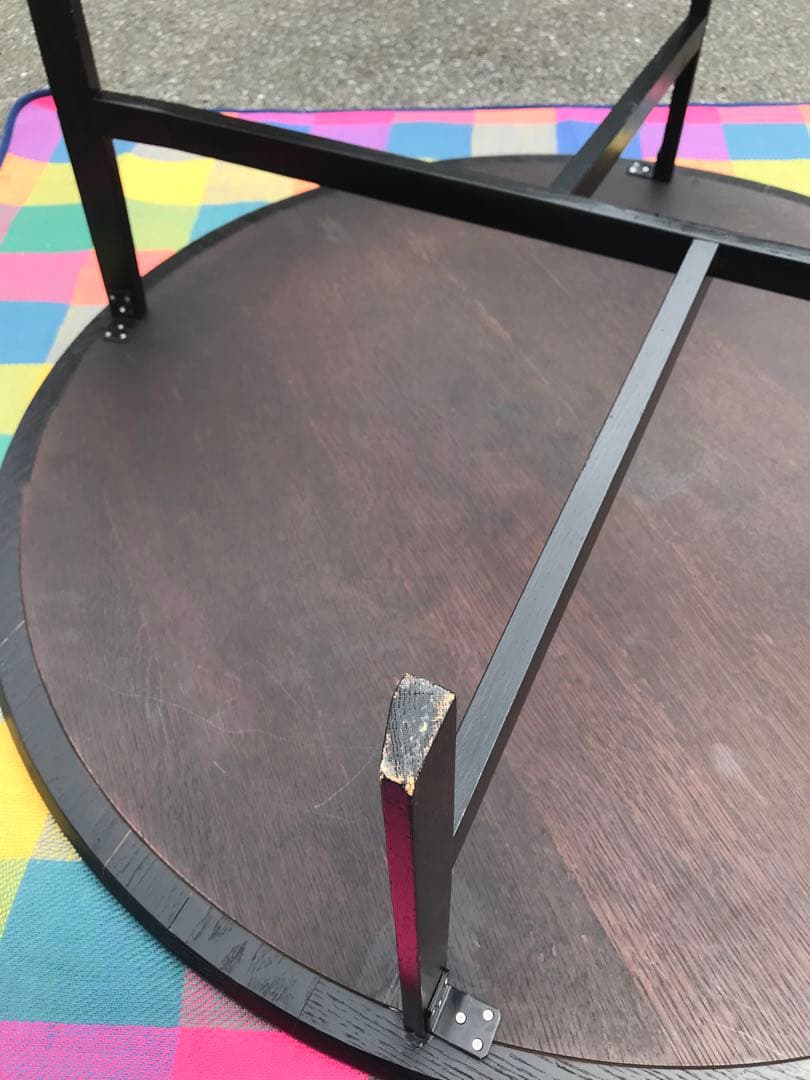 ◉木製丸型座卓◉ 117cm 黒