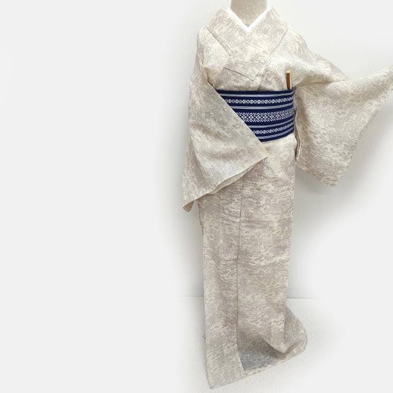 Club藤★夏 絹紅梅 小紋 浴衣 友禅文様 カジュアル 御仕立上り（3438）