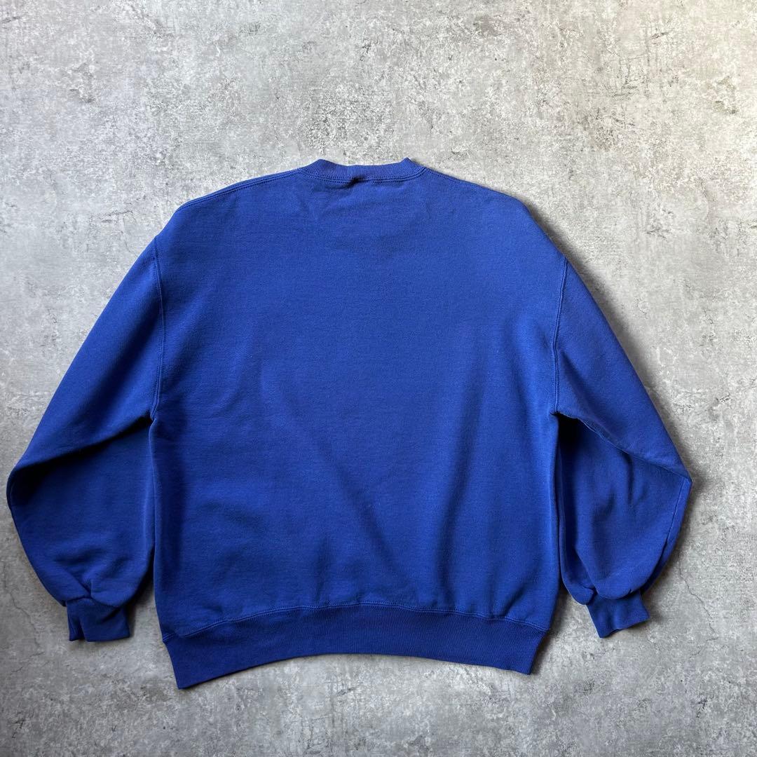 90s ラッセルアスレティック 前Vスウェット/無地プレーン USA製 ブルー