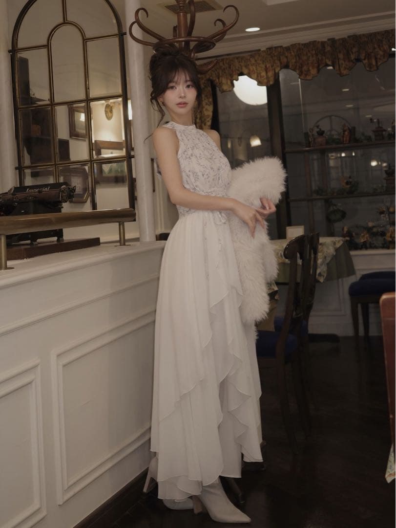 Darich アメスリギャザーシフォンロングワンピース GRY