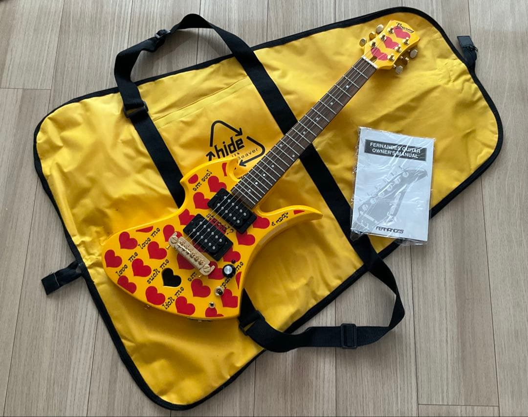 [美品] バーニー YH-JR hideモデル アンプ内蔵ギター イエローハート