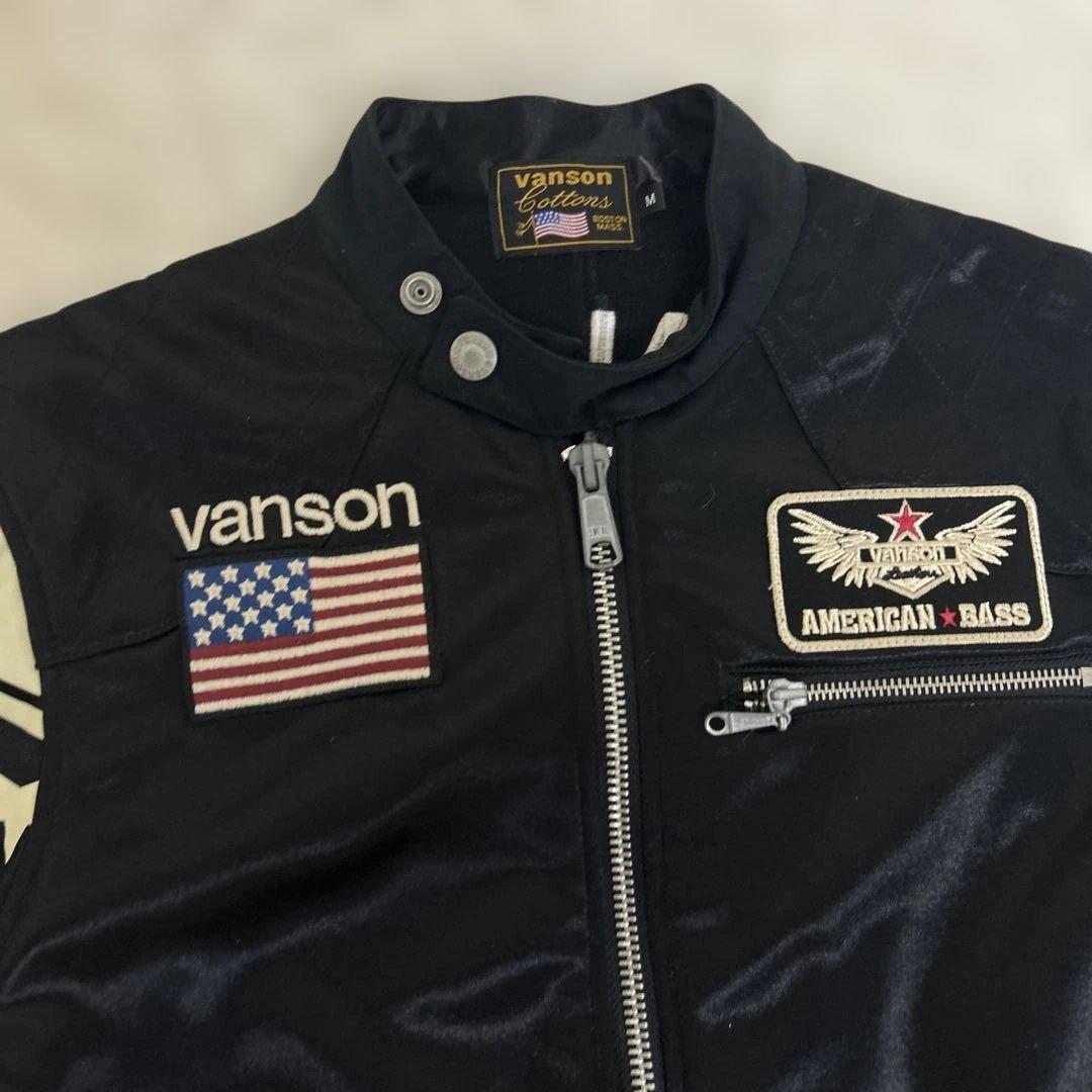 極美品 バンソン モーターサイクルジャケット ワッペン アメリカ国旗 星