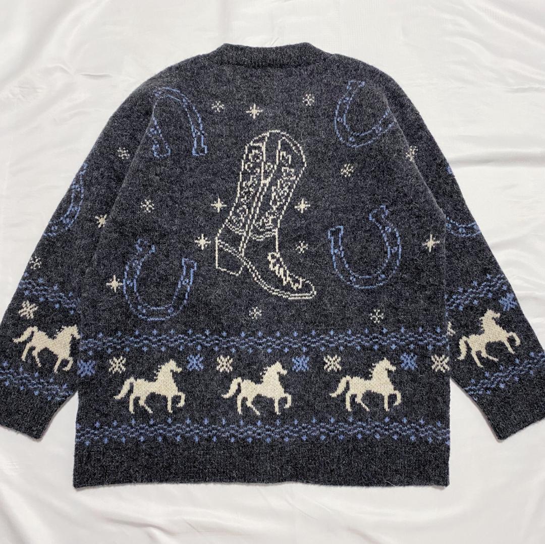 ZARA ジャカードニットボタンカーディガン S