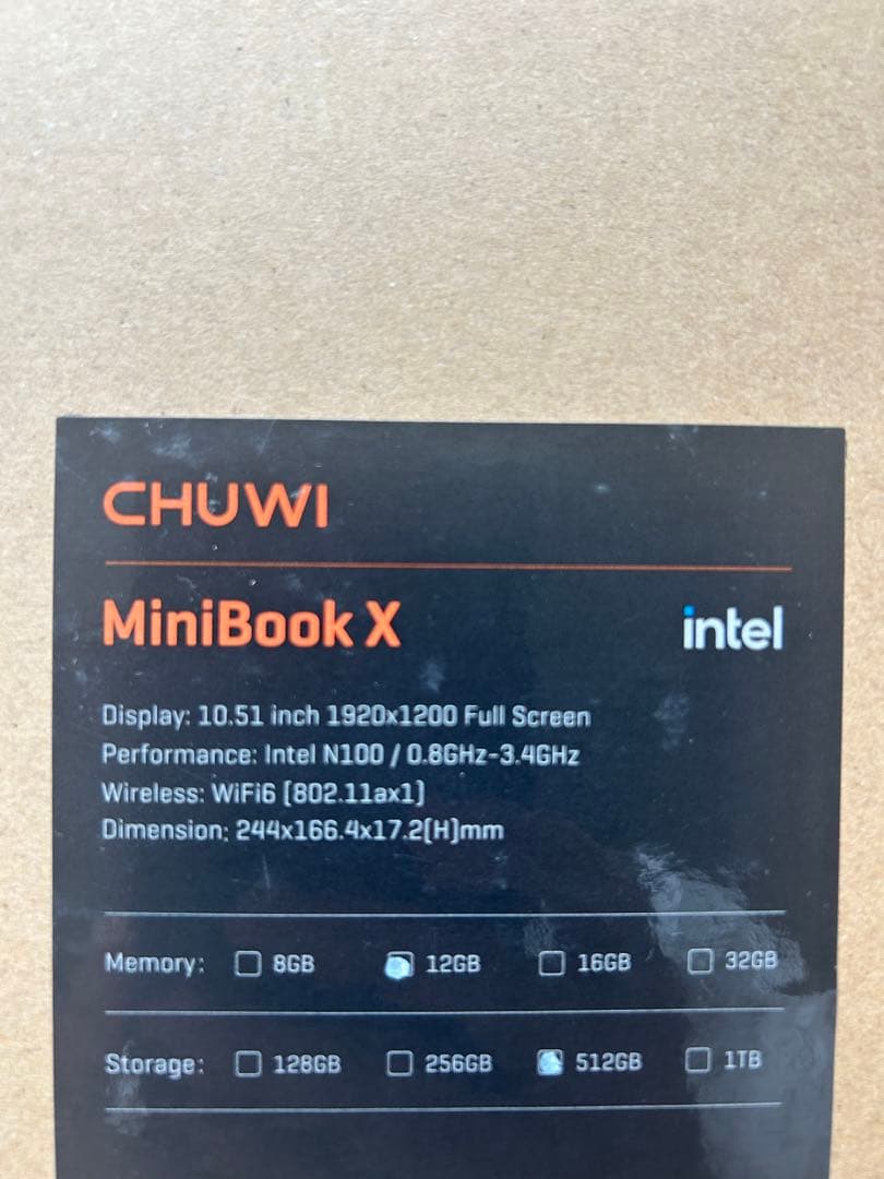 CHUWI MiniBook X 512GB 12GBノートPC