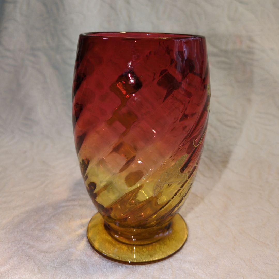 再再お値下げしました❢オールドバカラ、赤と金のつる花柄グラス 超希少のお品物です